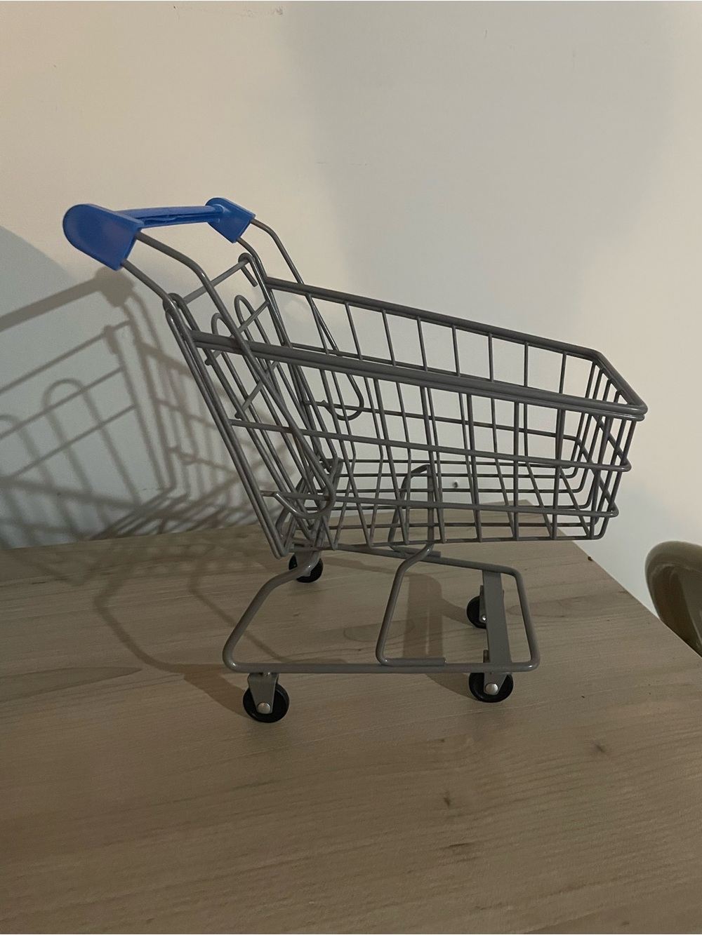 Kids Blue and Gray Toy Shopping Cart - Play Grocery Basket approx 14"